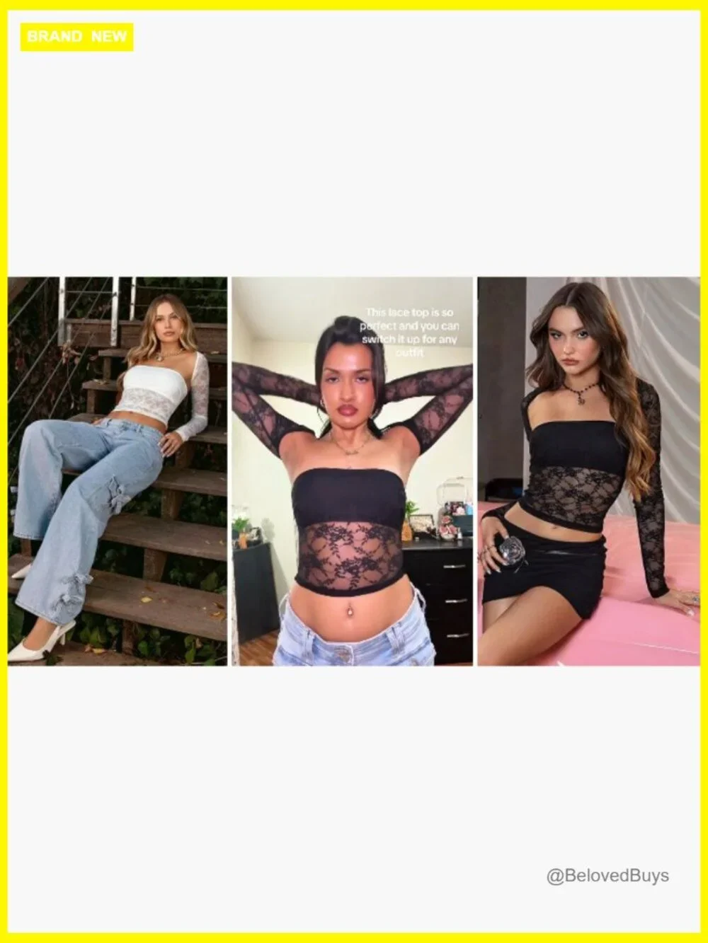 2 Piece Square Neck Crop Tops Set Long Sleeve Mesh Sheer Layering Tanks
